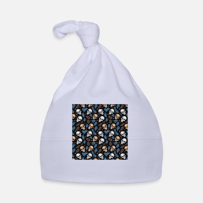 Skulls Seamless Pattern Gothic Dark Halloween Organic Baby Cap