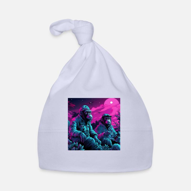 Neon stylized monkeys - Organic Baby Cap - sky
