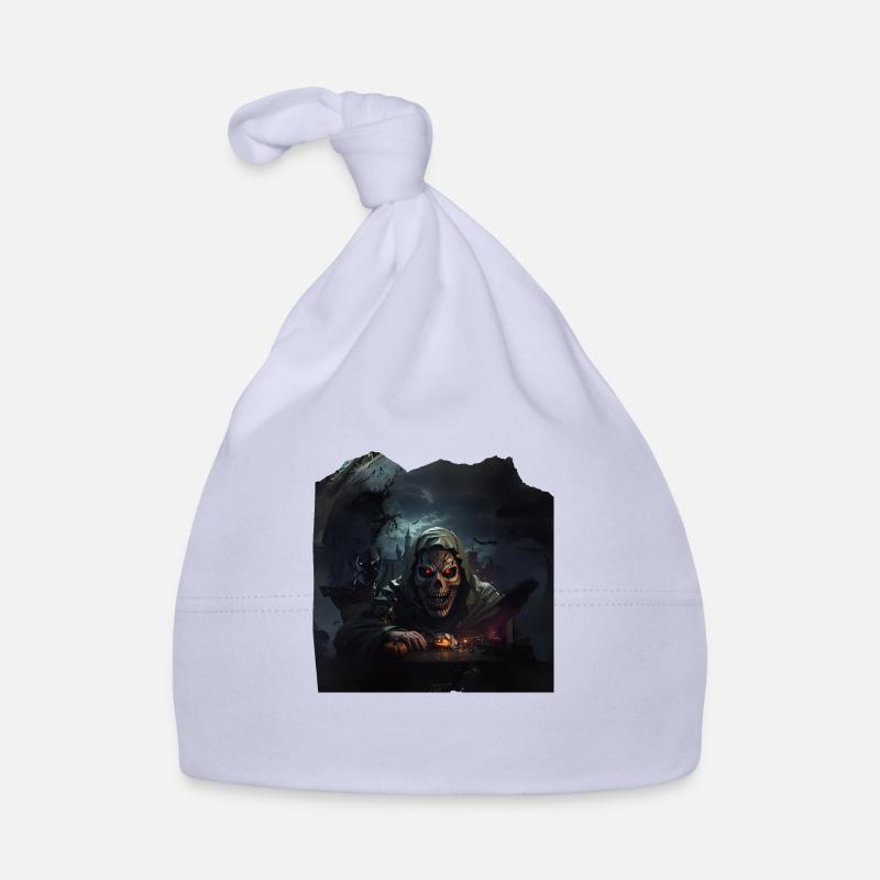 Skeleton Pumpkin Castle Dark Nightmare Organic Baby Cap