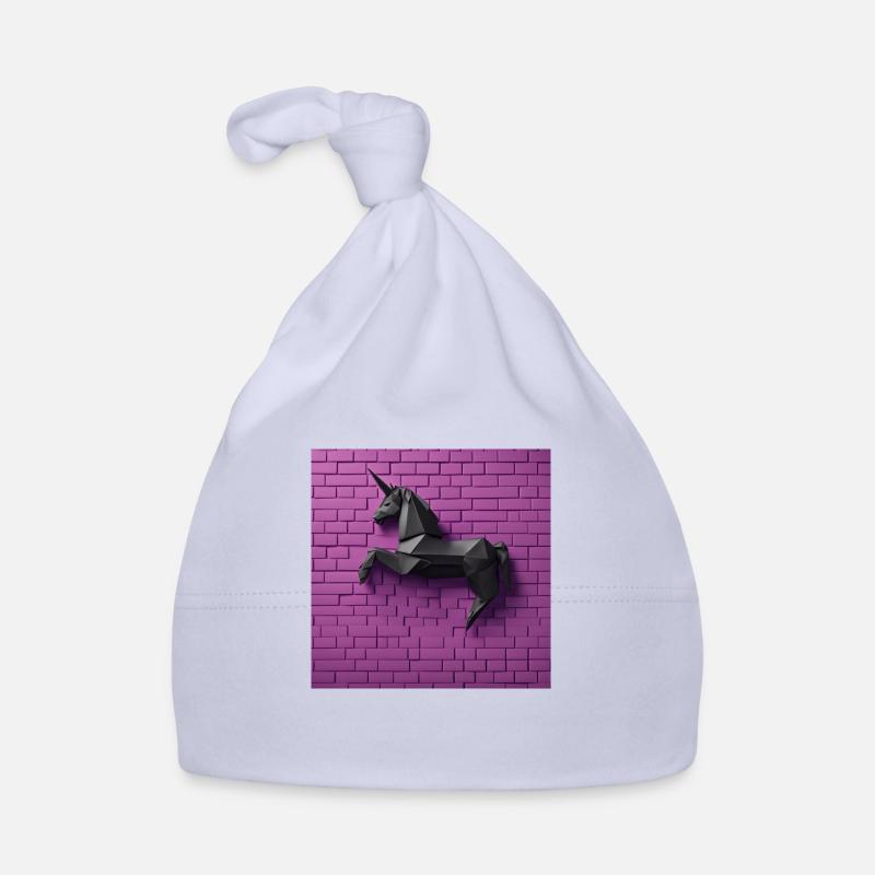 Licorne noire devant un mur violet Bonnet bio Bébé
