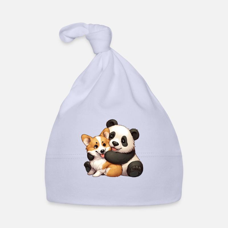 Câlin de panda Corgi - Bonnet bio Bébé - ciel