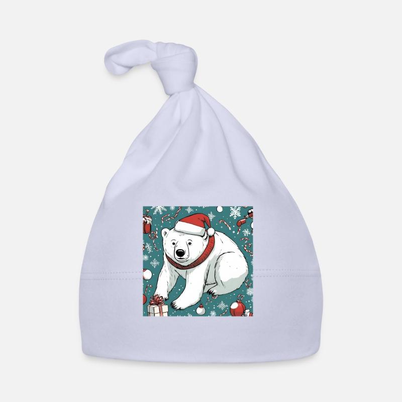 Eisbär mit Weihnachtsmütze Baby Bio-Mütze