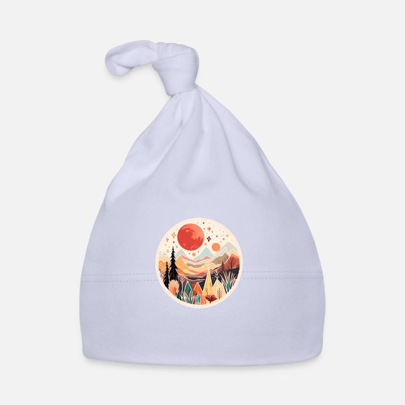 Abstract Boho Landscape in Autumn Colors Organic Baby Cap