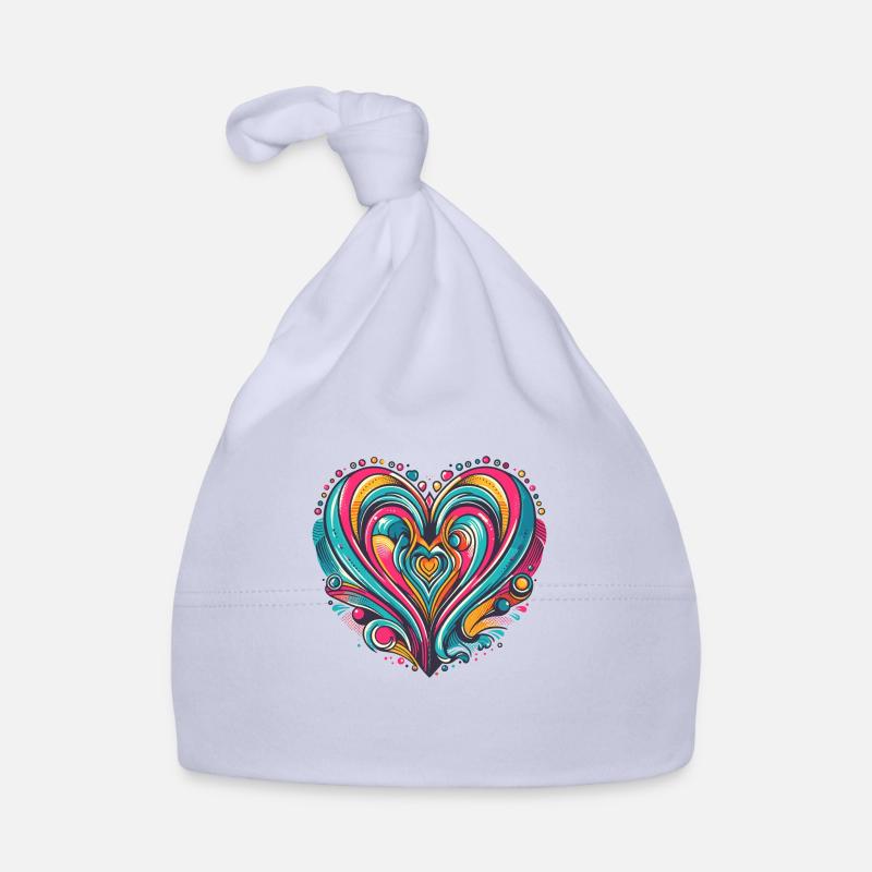Colorful Retro Pop Heart Organic Baby Cap