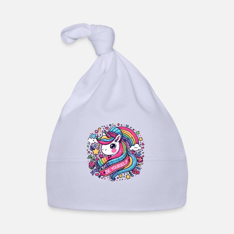 Regenbogen Einhorn Mütze und Schal Set - Sei du selbst Baby Bio-Mütze