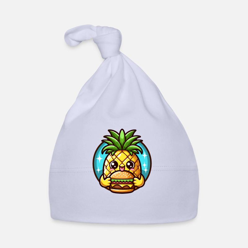 Süße Ananas isst einen Burger Baby Bio-Mütze