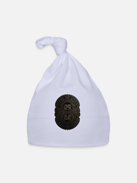 Mayan Black and Gold Monogram - Organic Baby Cap - sky - Front