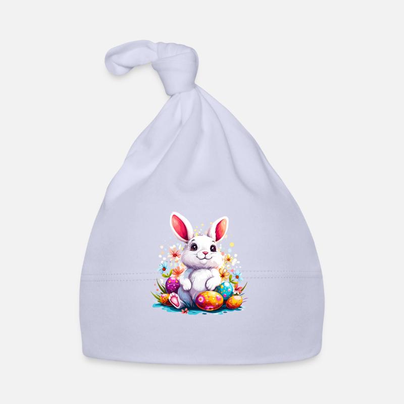 Easter Bunny with Painted Eggs Organic Baby Cap