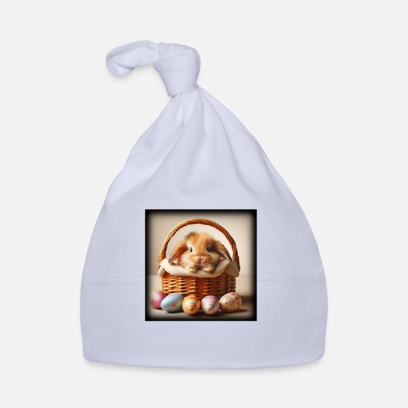 Un lapin mignon dans un panier Bonnet bio Bébé