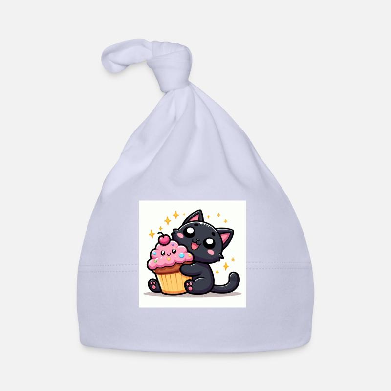 Sweet Kitty Schwarz mit einem Cupcake Baby Bio-Mütze