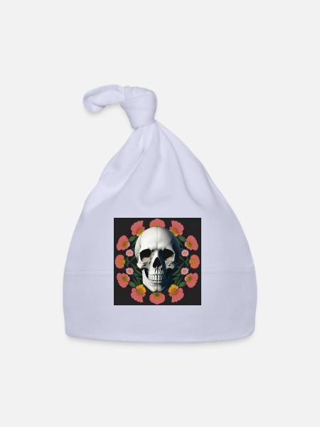 Flower-Skull - Baby Bio-Mütze - Sky - Vorne