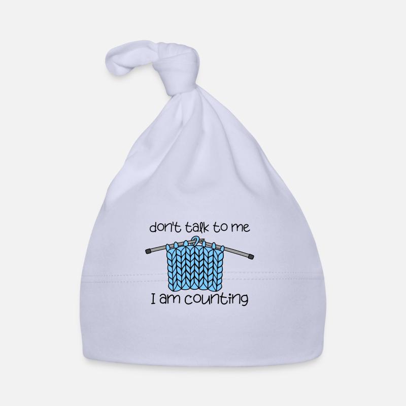 citation de tricot drôle Je compte le fil - Bonnet bio Bébé - ciel