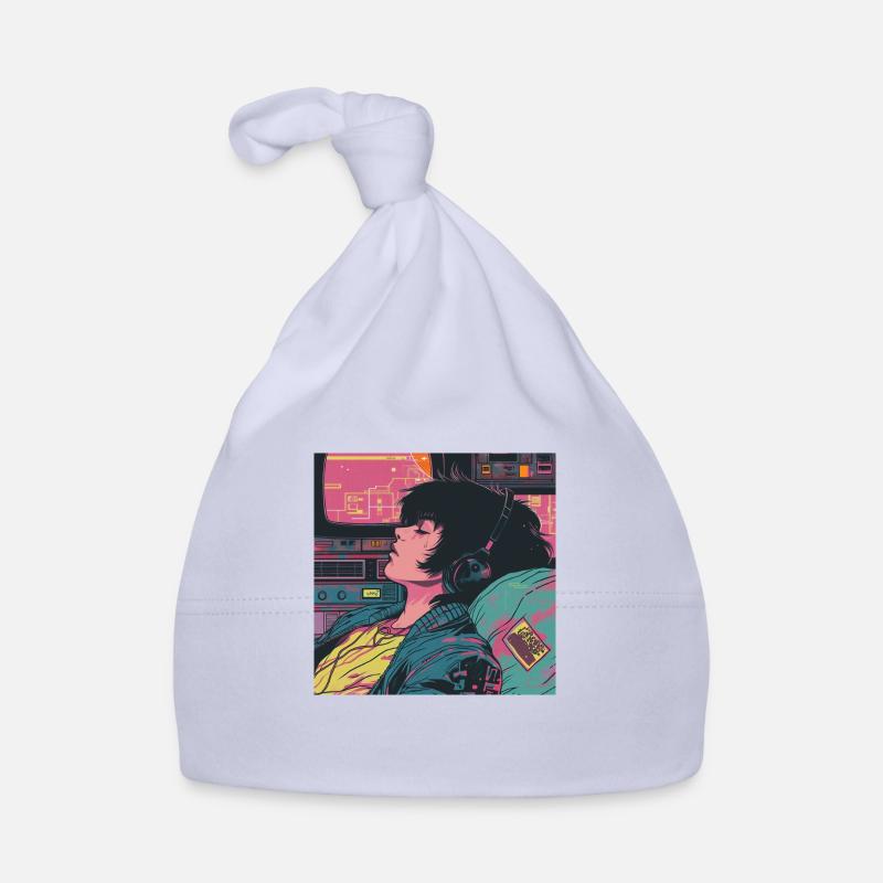 Années 80 Anime Guy Calmant Impression de mode de haute qualité Bonnet bio Bébé