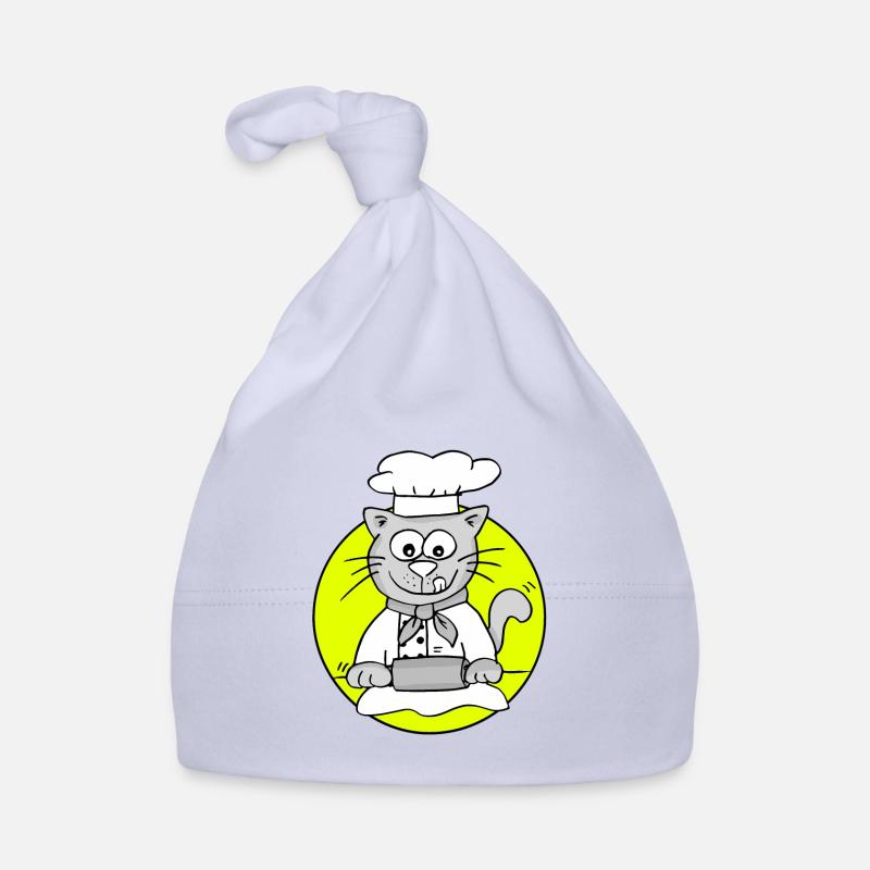 Retro Bäcker-Katze - Beruf Bäcker - Baby Bio-Mütze - Sky