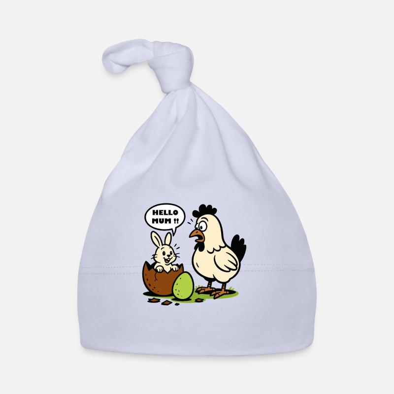lapin - Hello Mum – Surprise de Pâques - Bonnet bio Bébé - ciel