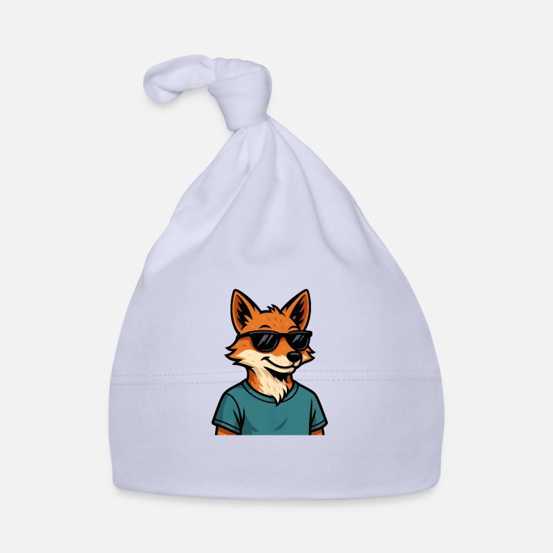 Renard de dessin animé avec des lunettes de soleil - Bonnet bio Bébé - ciel