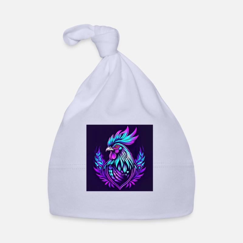 Coq néon - Bonnet bio Bébé - ciel