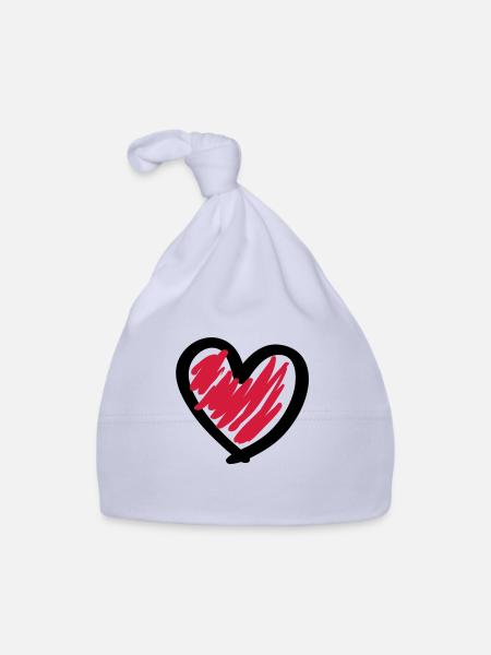heart_design_f2 - Bonnet bio Bébé - ciel - Devant