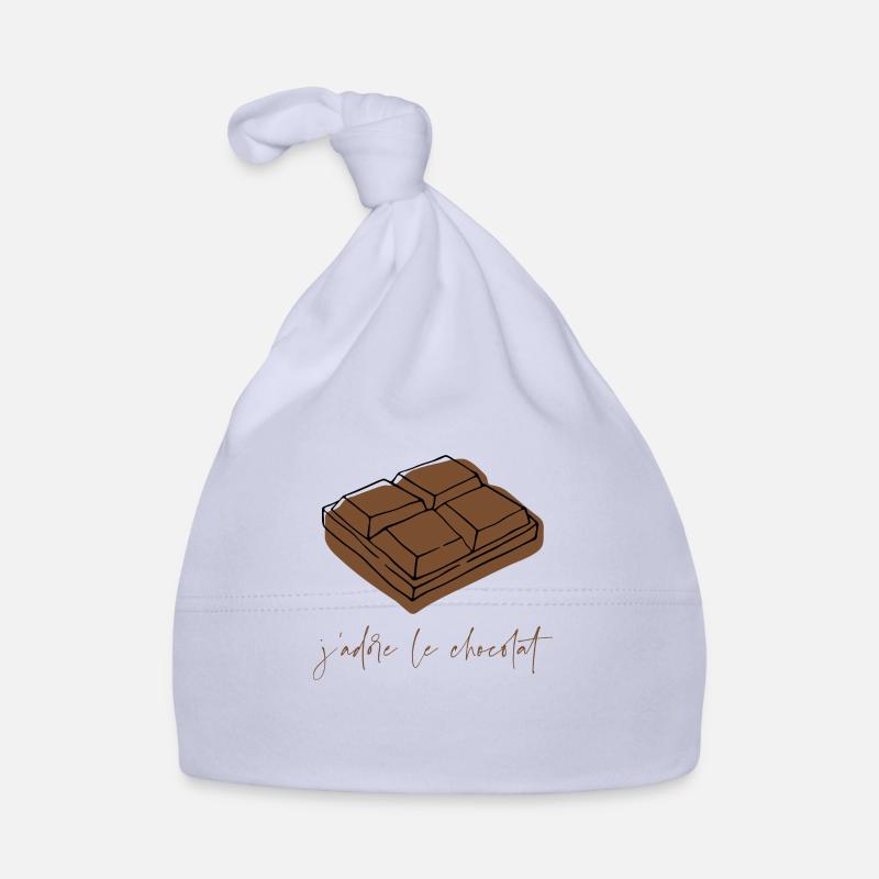 J'adore le chocolat - Bonnet bio Bébé - ciel