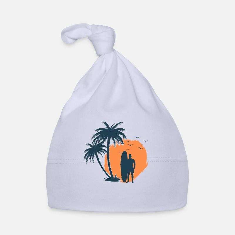 Surfeur palmier plage 1 - Bonnet bio Bébé - ciel