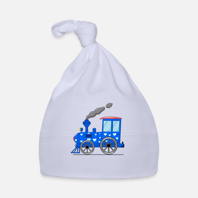 Train pour enfants bleu avec des cœurs - Bonnet bio Bébé - ciel