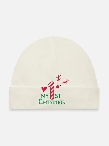 Mon premier Noël - Bonnet bio Bébé - ciel - Devant