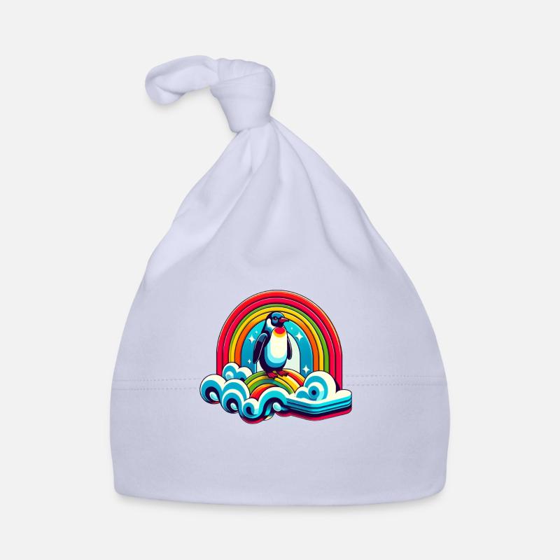 Pinguin auf Regenbogen Wolke Baby Bio-Mütze
