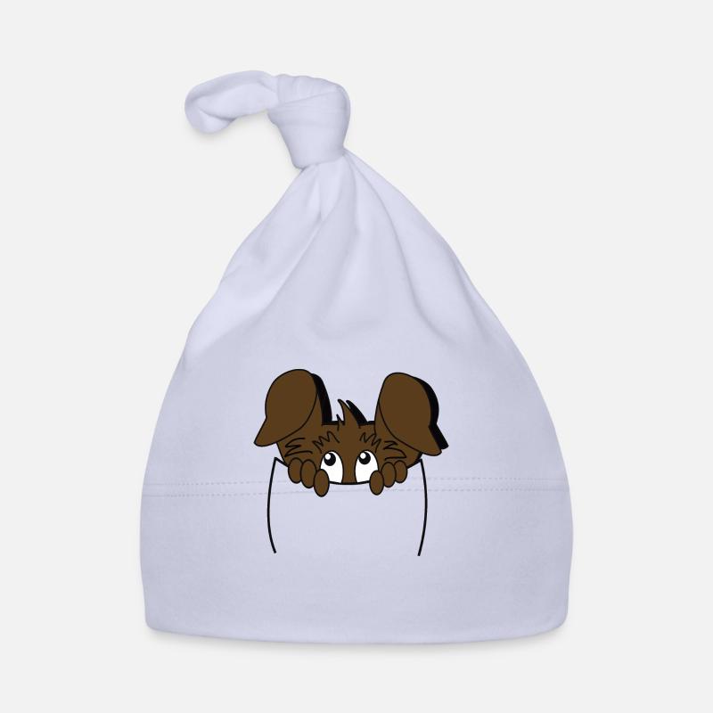 Chien mignon dans une poche, so cute ! - Bonnet bio Bébé - ciel