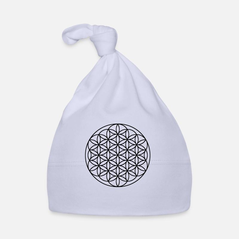 Blume des Lebens - Single Line Art - Baby Bio-Mütze - Sky