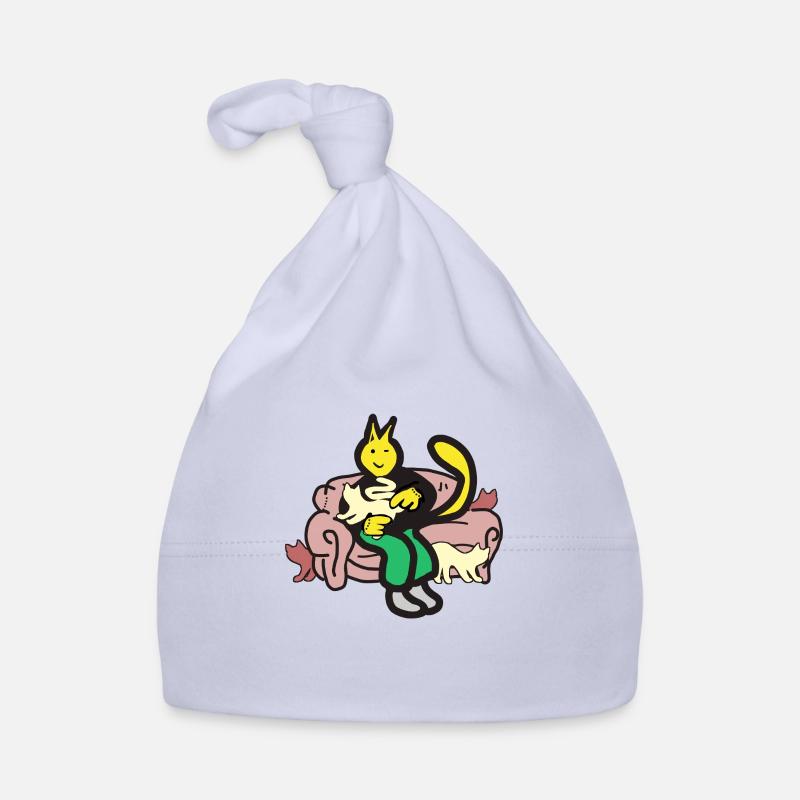 Chat personne - Bonnet bio Bébé - ciel