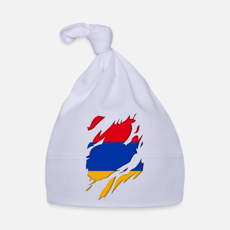 Motif déchiré du drapeau de l'Arménie - Bonnet bio Bébé - ciel