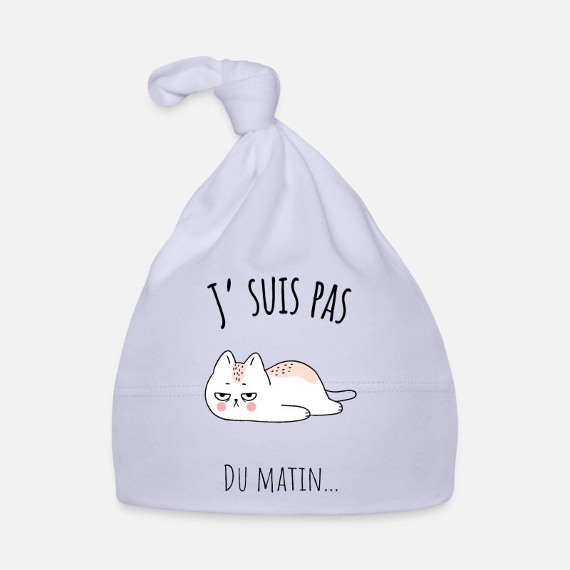 J'suis pas du matin, dessin chat pas du matin - Bonnet bio Bébé - ciel