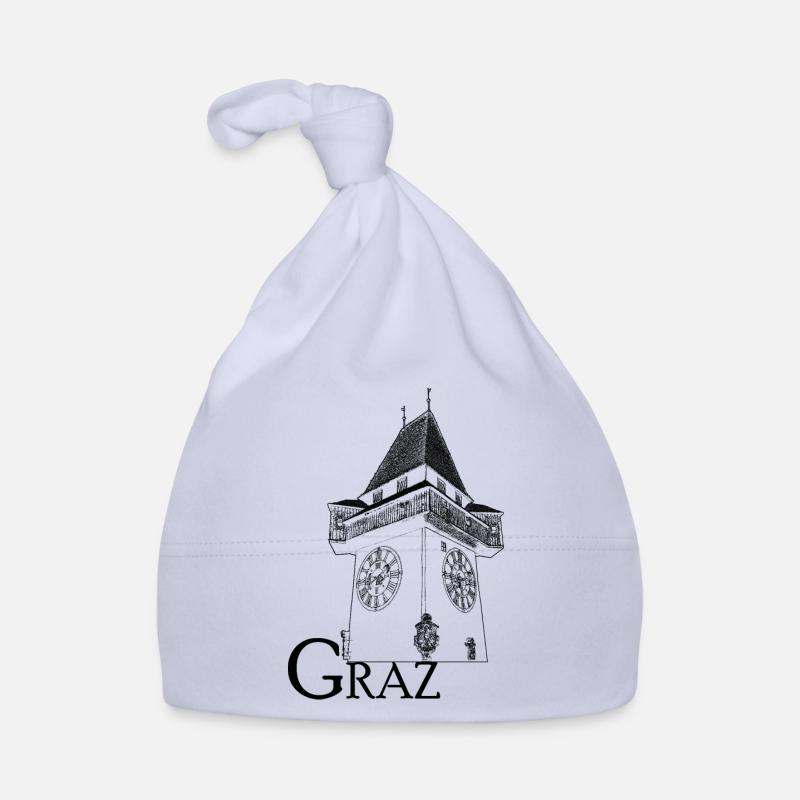 Clock Tower Graz black Organic Baby Cap