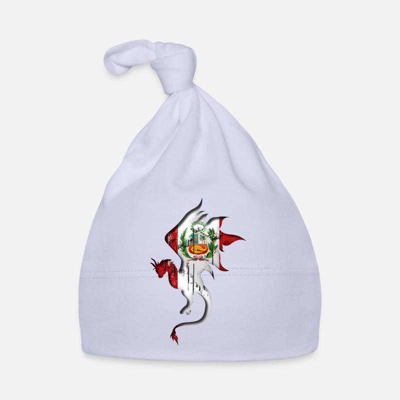 Drapeau du Pérou - Pérou - Silhouette de dragon Bonnet bio Bébé