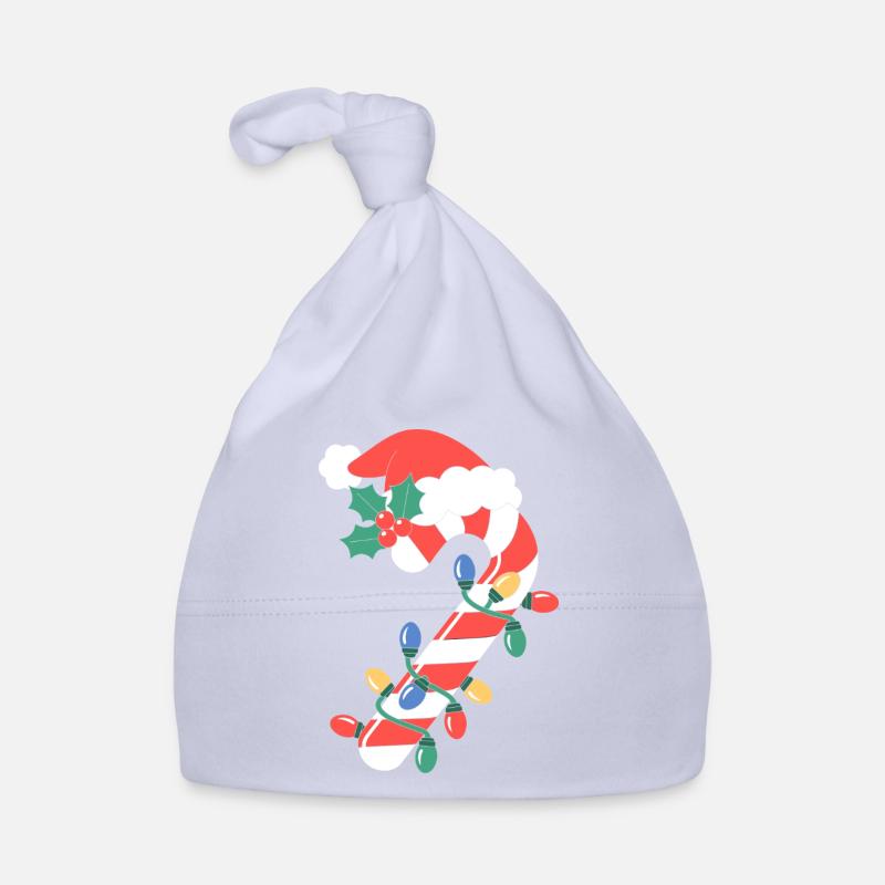 Candy Cane Christmas Lights Organic Baby Cap