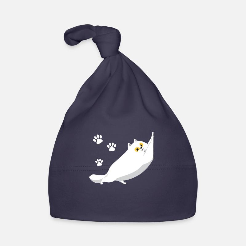 Chat blanc potelé qui s'étend Bonnet bio Bébé
