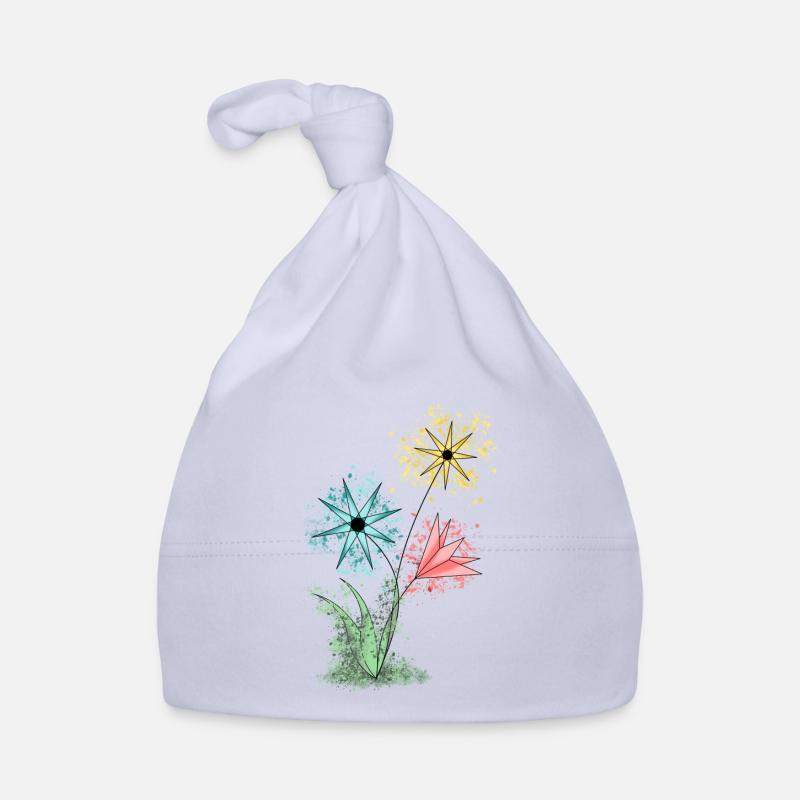 Fleurs - Fleurs colorées - Bonnet bio Bébé - ciel