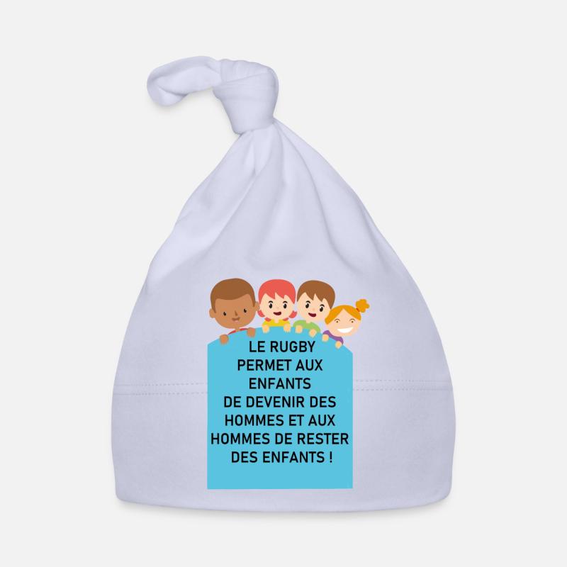 le rugby - Bonnet bio Bébé - ciel