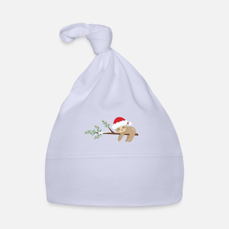 Christmas Sloth Santa Hat Sloth Sleeping on a Organic Baby Cap