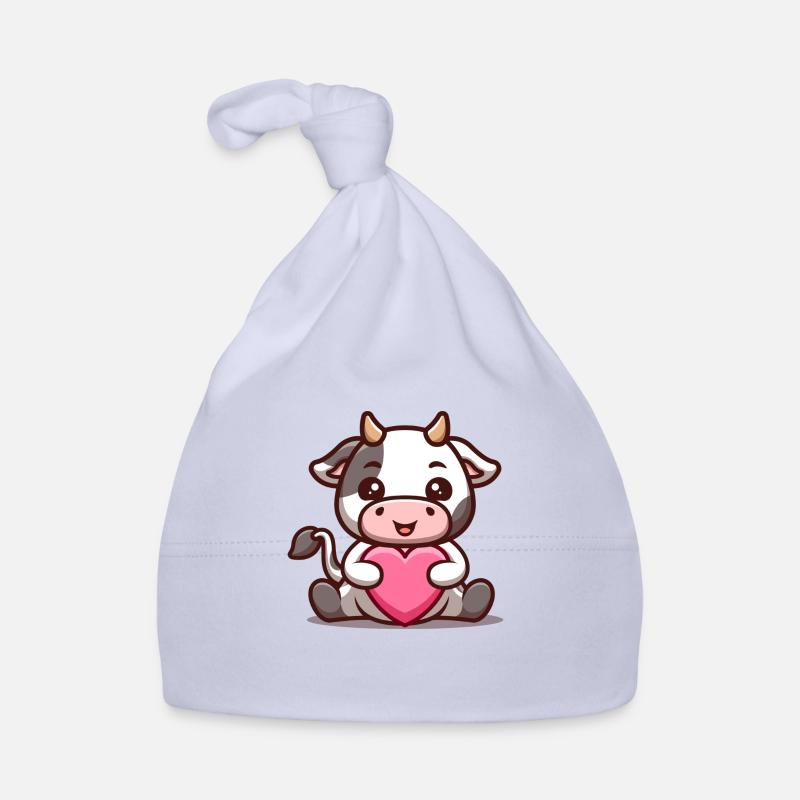 Vache mignonne - Bonnet bio Bébé - ciel