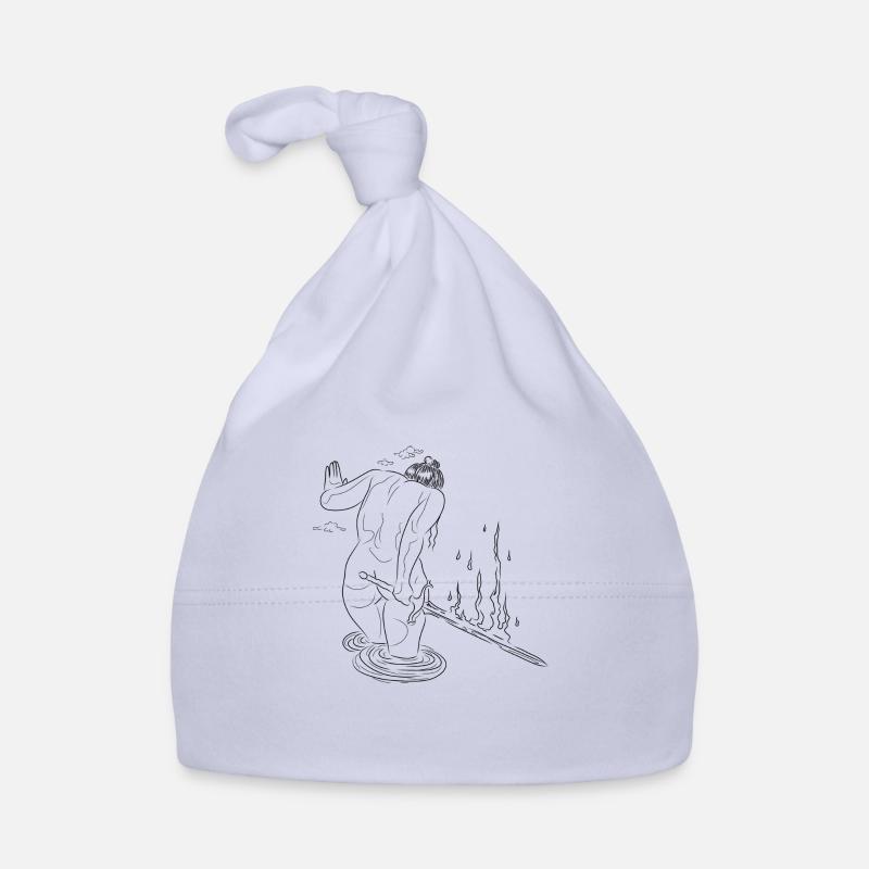 Femme a l'épée de feu - Bonnet bio Bébé - ciel