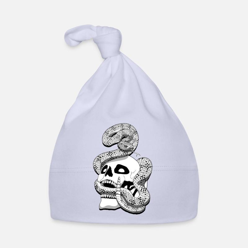 Serpent à sonnette et crâne - Bonnet bio Bébé - ciel