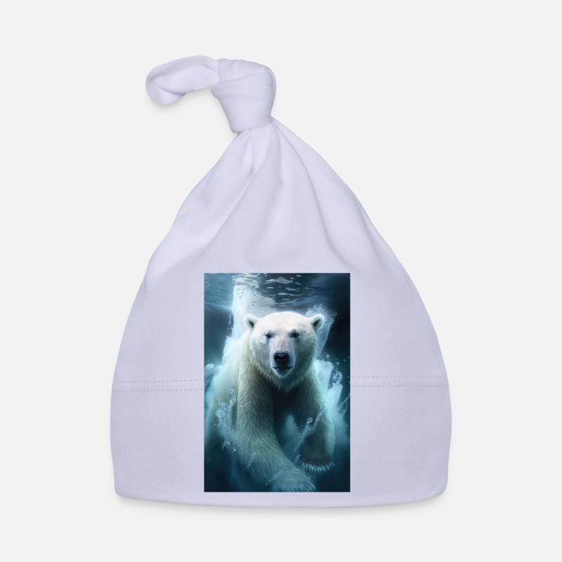 Ours blanc - Bonnet bio Bébé - ciel