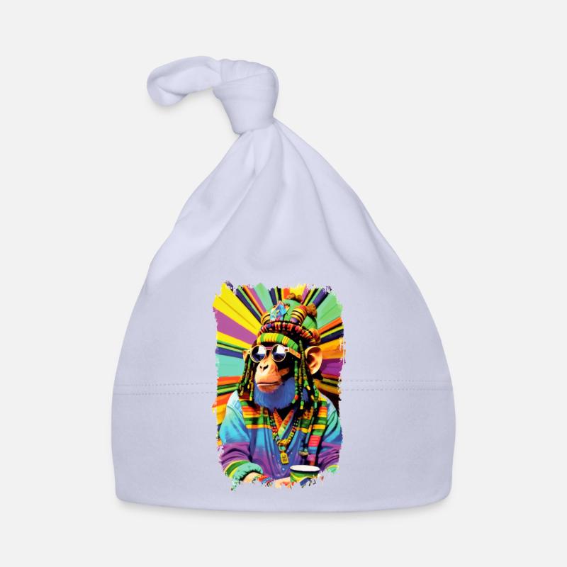 Bunter Reggae Afro Rasta Cartoon Affe Baby Bio-Mütze