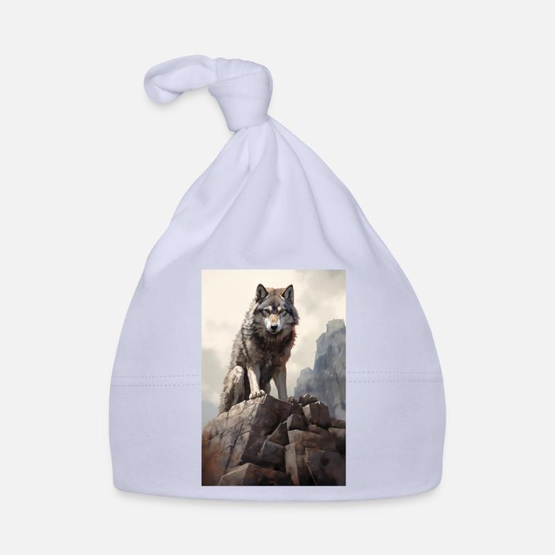 Wolf Illustration Baby Bio-Mütze