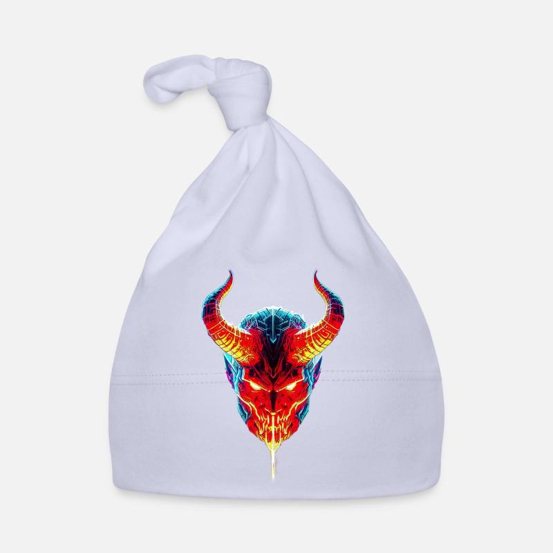 Feuriger Dämonen Skull mit Neoneffekten Baby Bio-Mütze