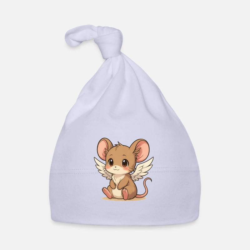 Souris ange, douce et rêveuse - Bonnet bio Bébé - ciel