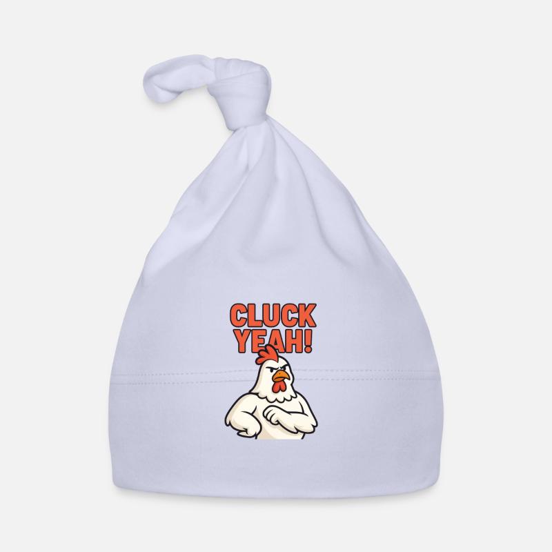 Design expressif du coq 'Cluck Yeah' - Bonnet bio Bébé - ciel
