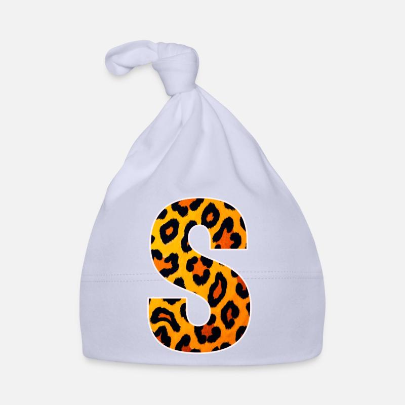 Lettre S à imprimé léopard Bonnet bio Bébé