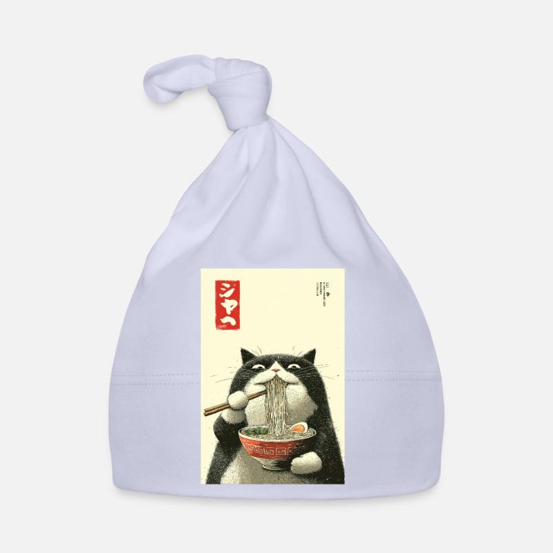 Ramen Cat dans le style Ukiyo-e Bonnet bio Bébé